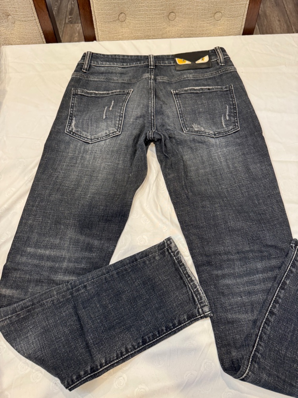Authentic Fendi Distressed Graphic Bootcut Jeans - Picture 6 of 11